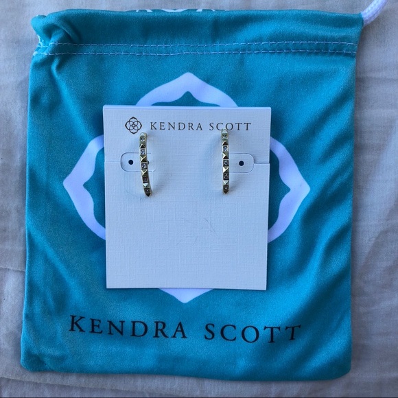NWT Kendra Scott Zana Gold Stud Cubic Zirconia Earring - Picture 6 of 7